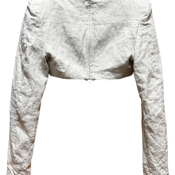 Mistress Rocks Linen Corset Cropped Jacket Bustier Top XS Ivory Structured - Picture 3 of 6